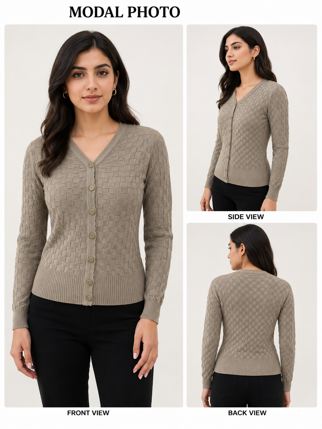 WOOLEN-box Buttan opan DUSTY GRAY COLOUR