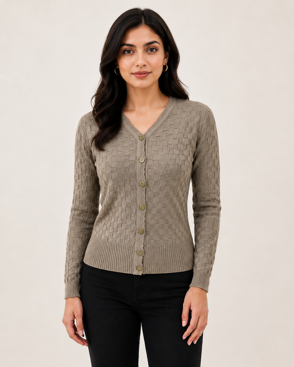 WOOLEN-box Buttan opan DUSTY GRAY COLOUR