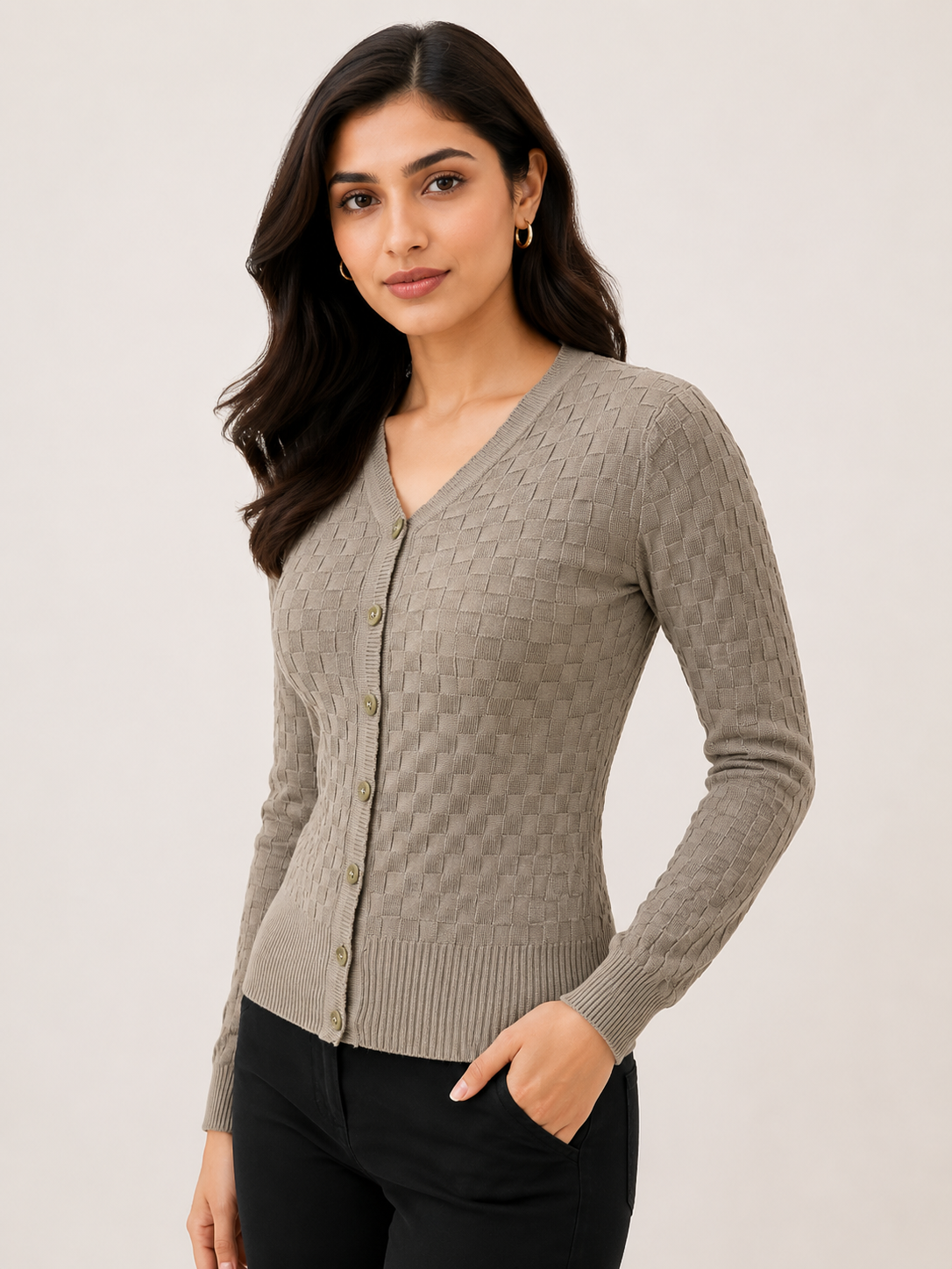 WOOLEN-box Buttan opan DUSTY GRAY COLOUR